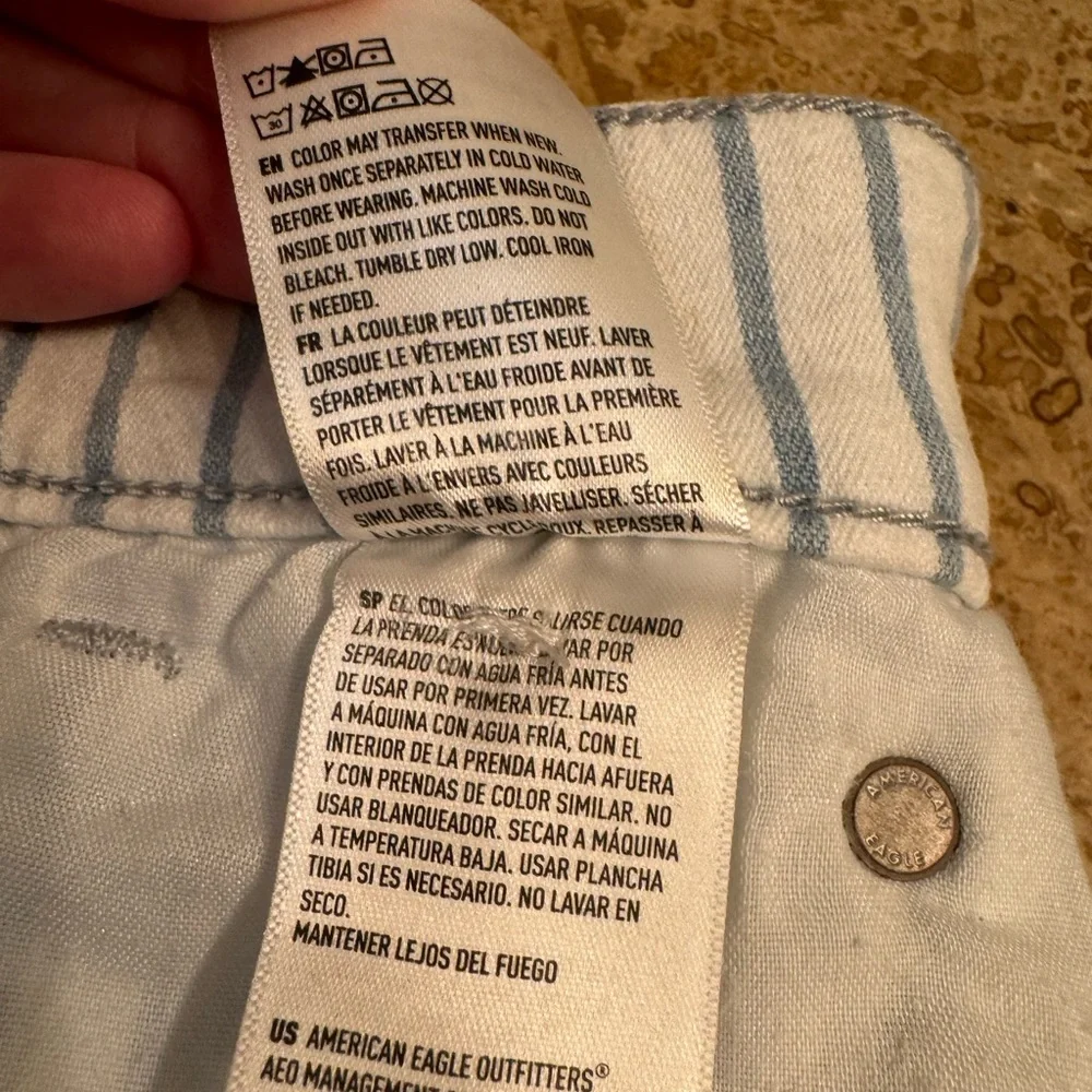 American Eagle High Waisted Striped Denim Short Short